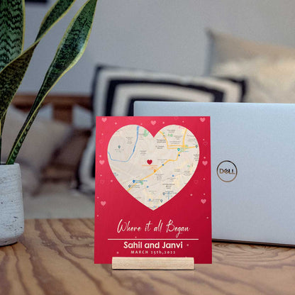 Love Location City Map Print on Wood with Personalized Anniversary