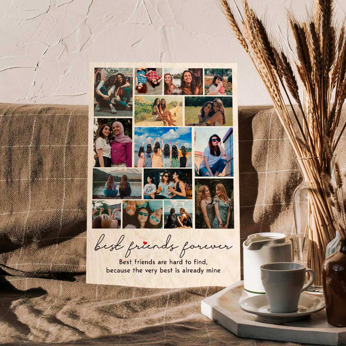Friends Photo Collage Wood Print – Personalized Memories