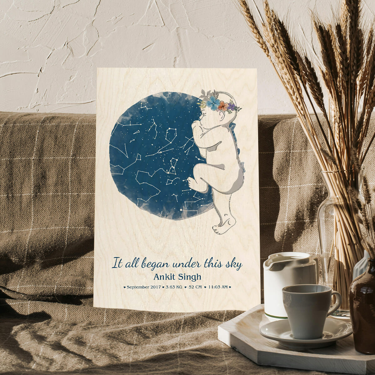 Newborn Star Sky Map Print – Birth Night Constellations