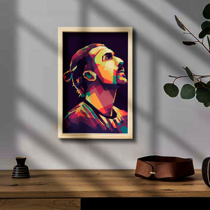 Zlatan Wooden Frame Wall Art with Colourful Pine Portrait Design
