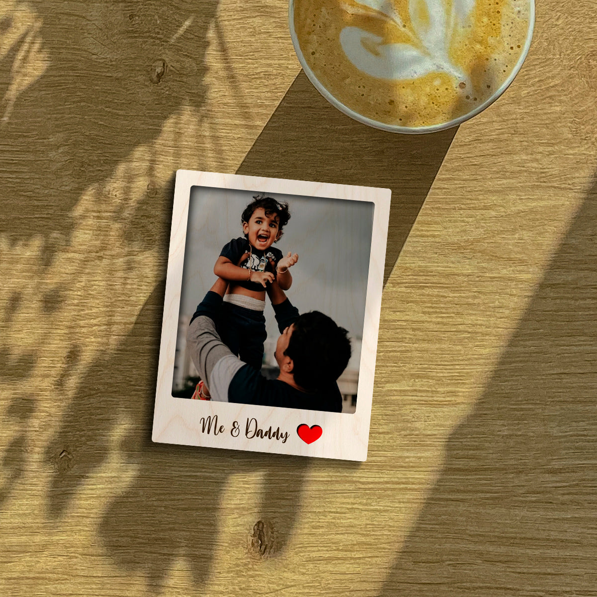 Dad fridge magnet on a clean backdrop showing polaroid with 'Dad' label, with magnet back and 3x4 inch.