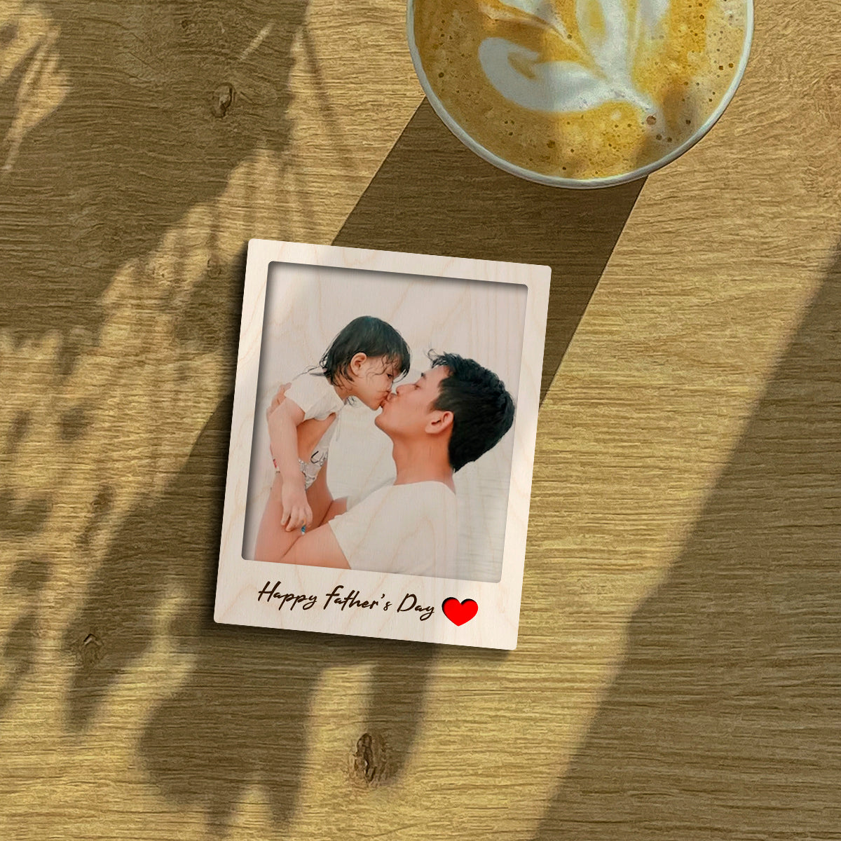 Dad fridge magnet on a clean backdrop showing polaroid with 'Happy Father's Day' cursive, with magnet back and 3x4 inch.