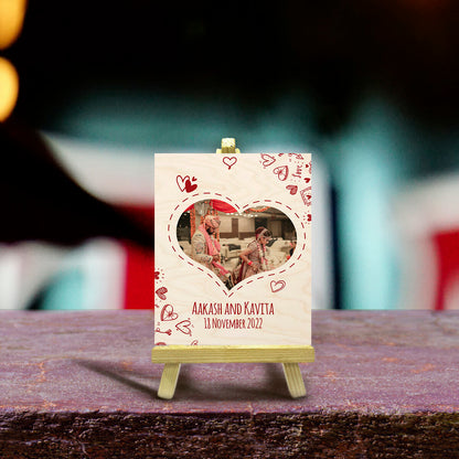 Mr and Mrs Wood Photo Print with Personalized Couple Stand