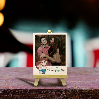 Miniature Photo with Stand in Wood and Personalized Picture