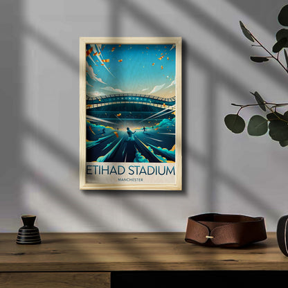 Etihad Stadium Wood Frame – 3D Man City Print