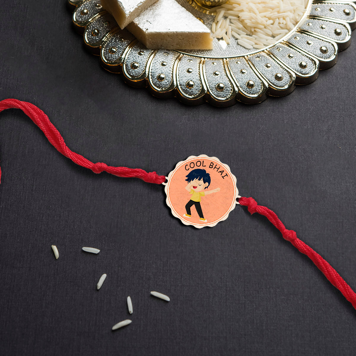 Personalised Cool Bhai Wooden Rakhi for Brother – front view of modern Cool Bhai design