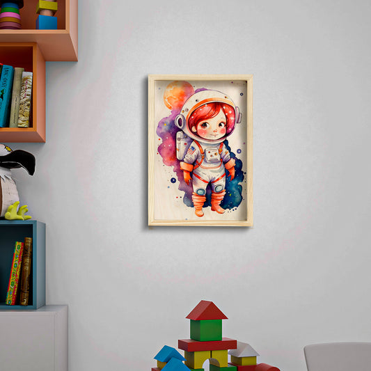 Girl Astronaut Wall Art – 3D Personalized Space Scene