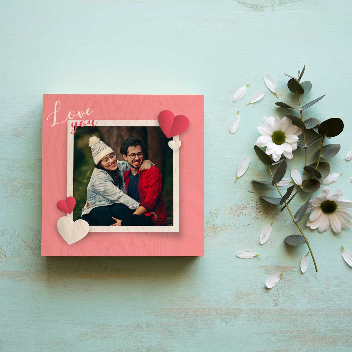 Couple Photo Frame in Wood – Personalized Romantic Picture