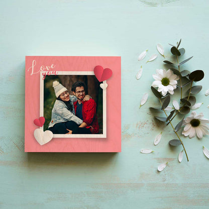 Couple Photo Frame in Wood – Personalized Romantic Picture