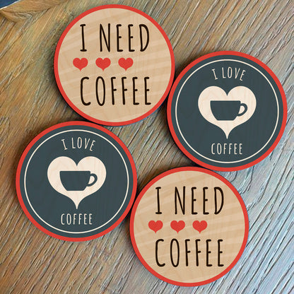 Dad Coaster Set in Wood – Text Design for Father's Day