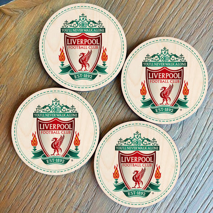 Liverpool Wooden Coaster Set of 2 with Round Football Crest
