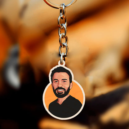 Marvel keychain on a clean backdrop showing bearded civilian Steve Rogers (post-Endgame) — NOT suited.