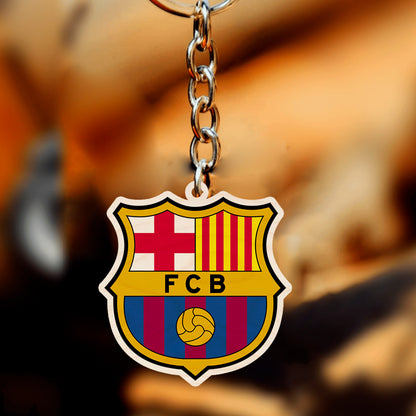 Barcelona Wooden Keychain – Football Crest for Fans