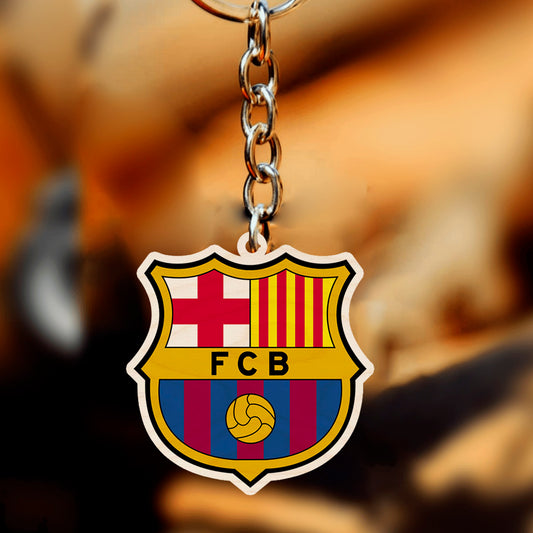 Barcelona Wooden Keychain – Football Crest for Fans