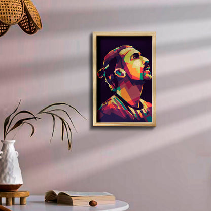 Zlatan Wooden Frame Wall Art with Colourful Pine Portrait Design