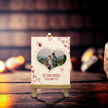 Mr and Mrs Wood Photo Print with Personalized Couple Stand