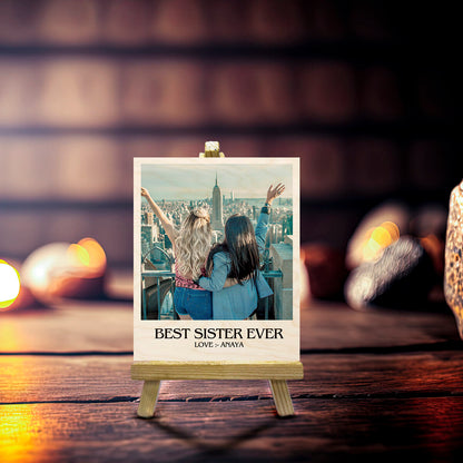 Sister Wood Print with Stand and Personalized Photo Keepsake