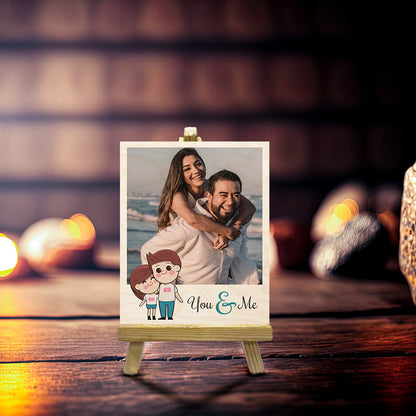 Miniature Photo with Stand in Wood and Personalized Picture