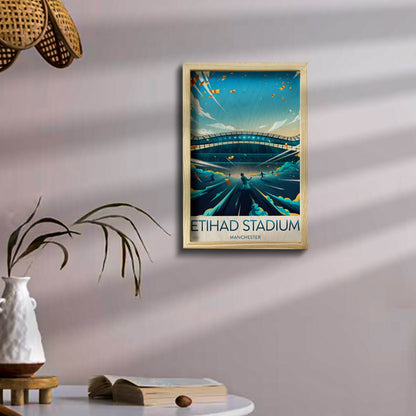 Etihad Stadium Wood Frame – 3D Man City Print