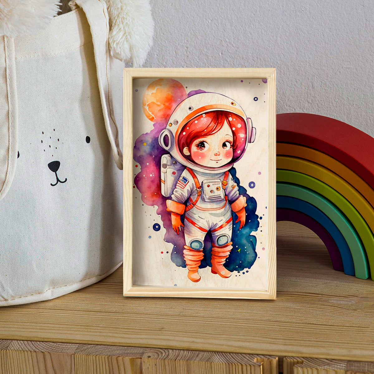 Girl Astronaut Wall Art – 3D Personalized Space Scene