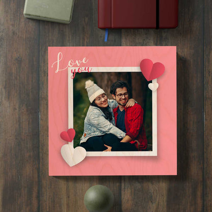 Couple Photo Frame in Wood – Personalized Romantic Picture
