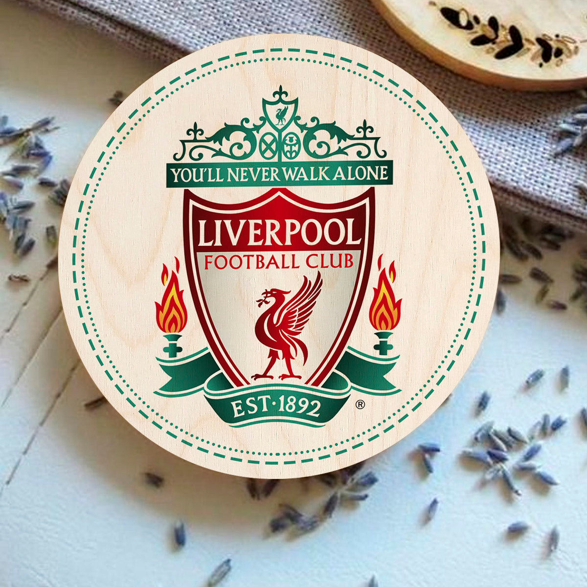 Liverpool Wooden Coaster Set of 2 with Round Football Crest