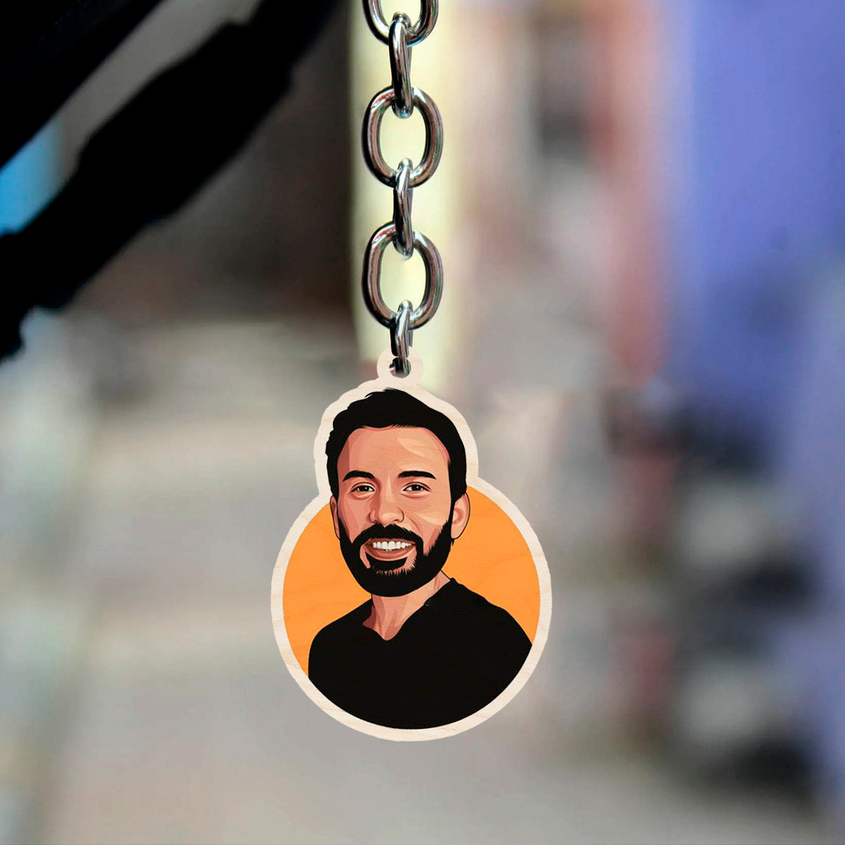 Alternate angle on the marvel keychain, showing bearded civilian Steve Rogers (post-Endgame) — NOT suited.