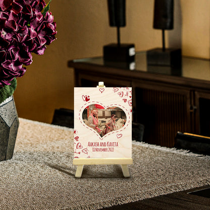 Mr and Mrs Wood Photo Print with Personalized Couple Stand