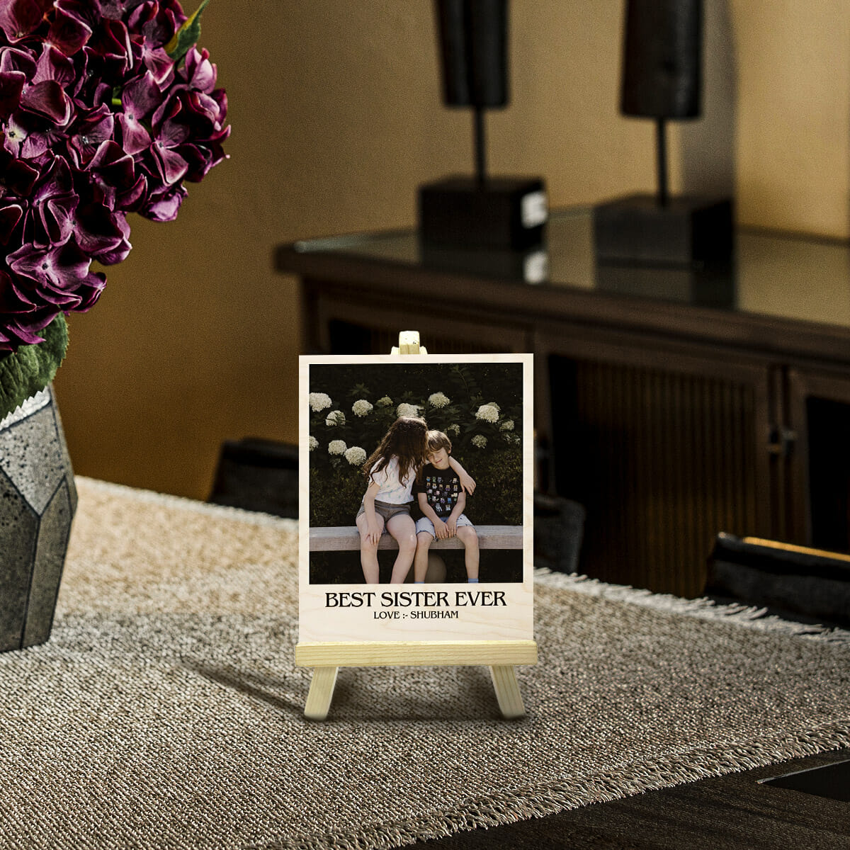 Sister Wood Print with Stand and Personalized Photo Keepsake