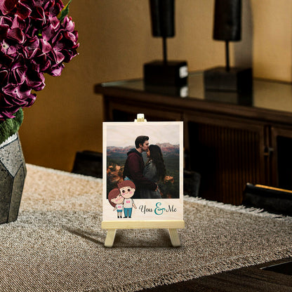 Miniature Photo with Stand in Wood and Personalized Picture