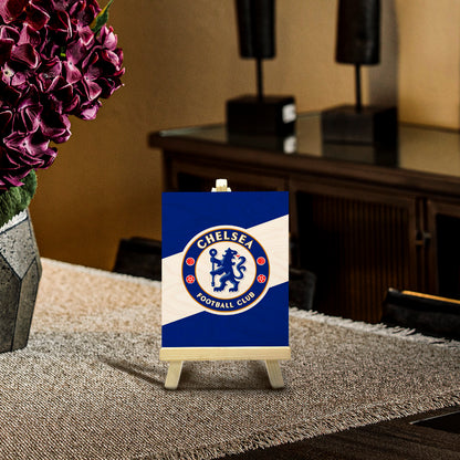 Chelsea Minimalist Wood Print with Stand for Football Fans