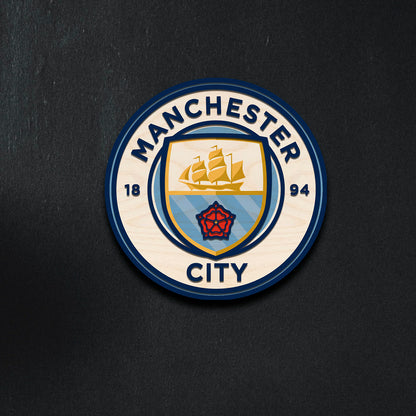 Manchester City Wall Crest in Wood with Cut-Out Football Fan Art