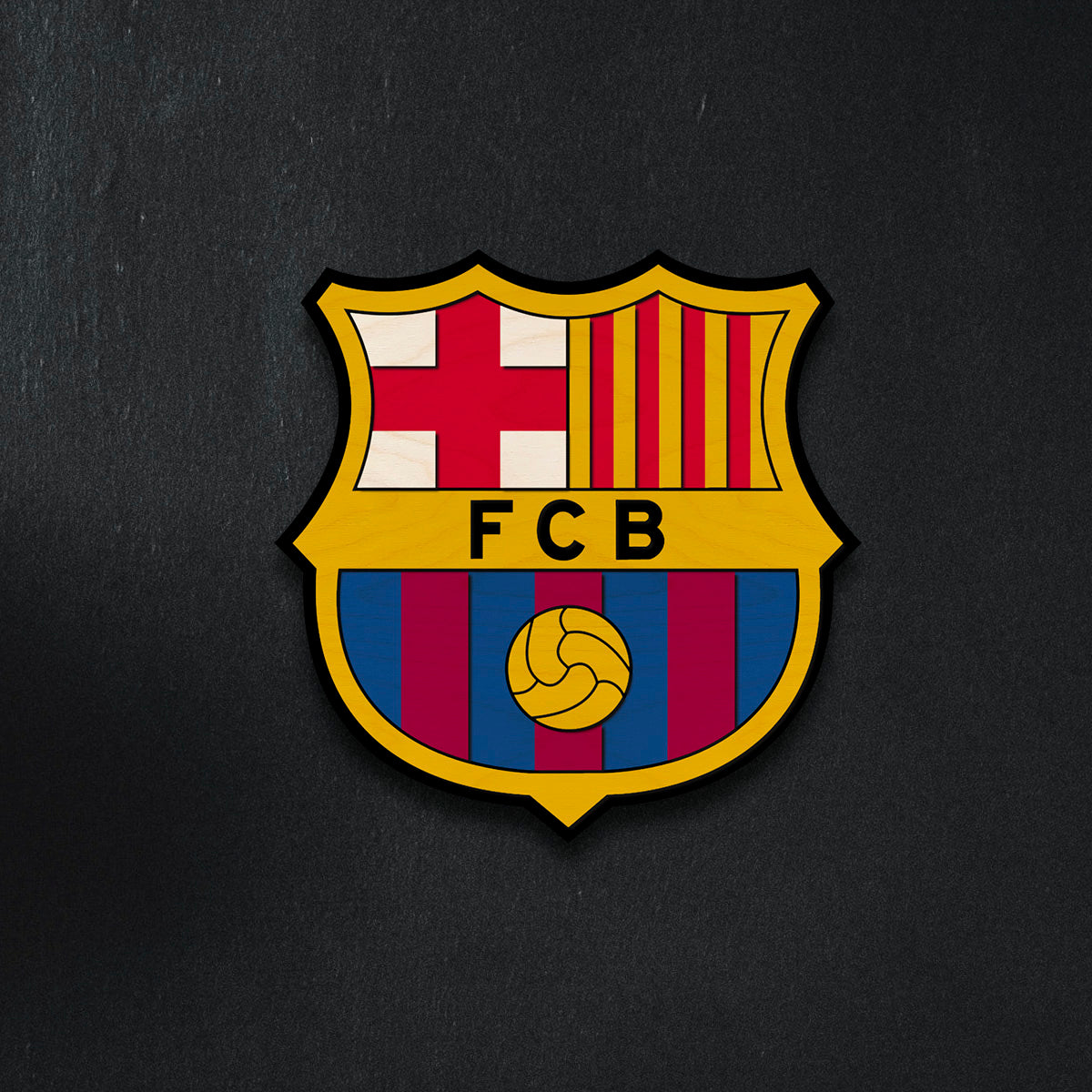 Barcelona Wall Crest in Wood with Cut-Out Football Fan Art
