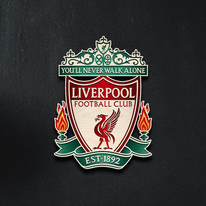 Liverpool Wall Crest in Wood with Cut-Out Football Fan Art