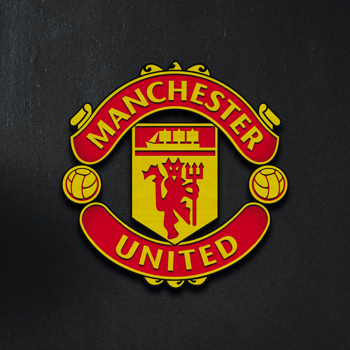 Manchester United Wall Crest in Wood with 3D Red Devils Design