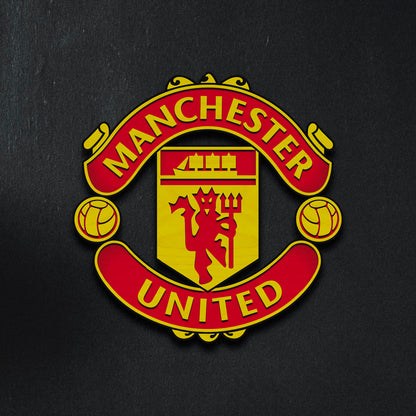 Manchester United Wall Crest in Wood with 3D Red Devils Design