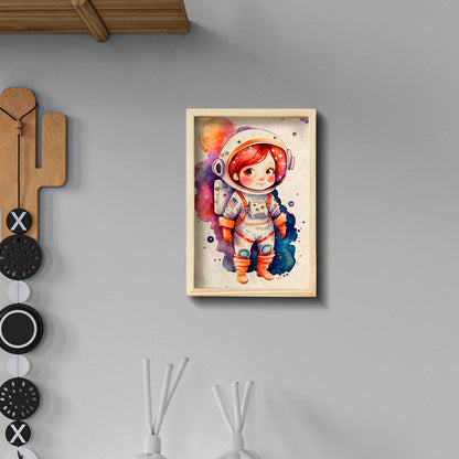 Girl Astronaut Wall Art – 3D Personalized Space Scene