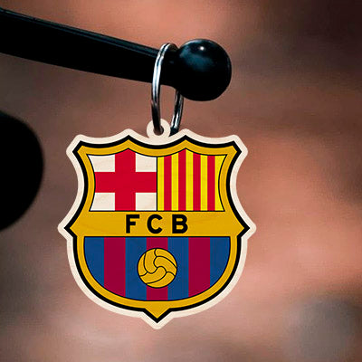 Barcelona Wooden Keychain – Football Crest for Fans