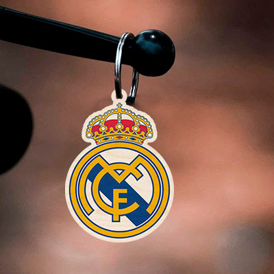 Real Madrid Wooden Keychain with Laser Cut CF Crest Design