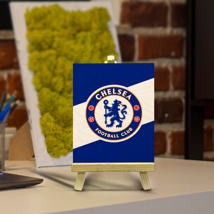 Chelsea Minimalist Wood Print with Stand for Football Fans