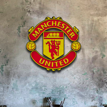 Manchester United Wall Crest in Wood with 3D Red Devils Design