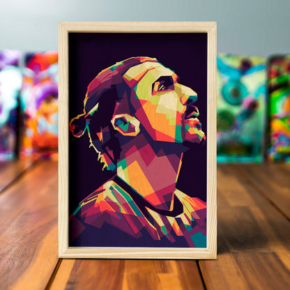 Zlatan Wooden Frame Wall Art with Colourful Pine Portrait Design