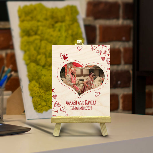 Mr and Mrs Wood Photo Print with Personalized Couple Stand