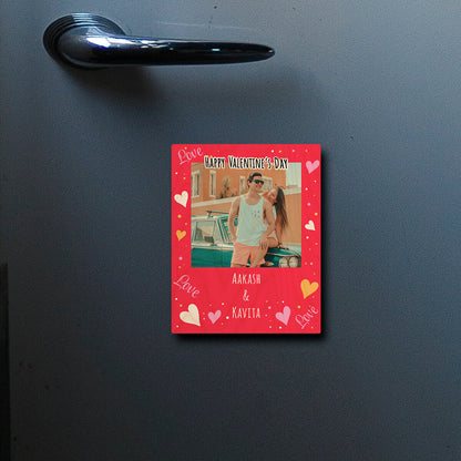 On-fridge lifestyle shot of the couple fridge magnet.