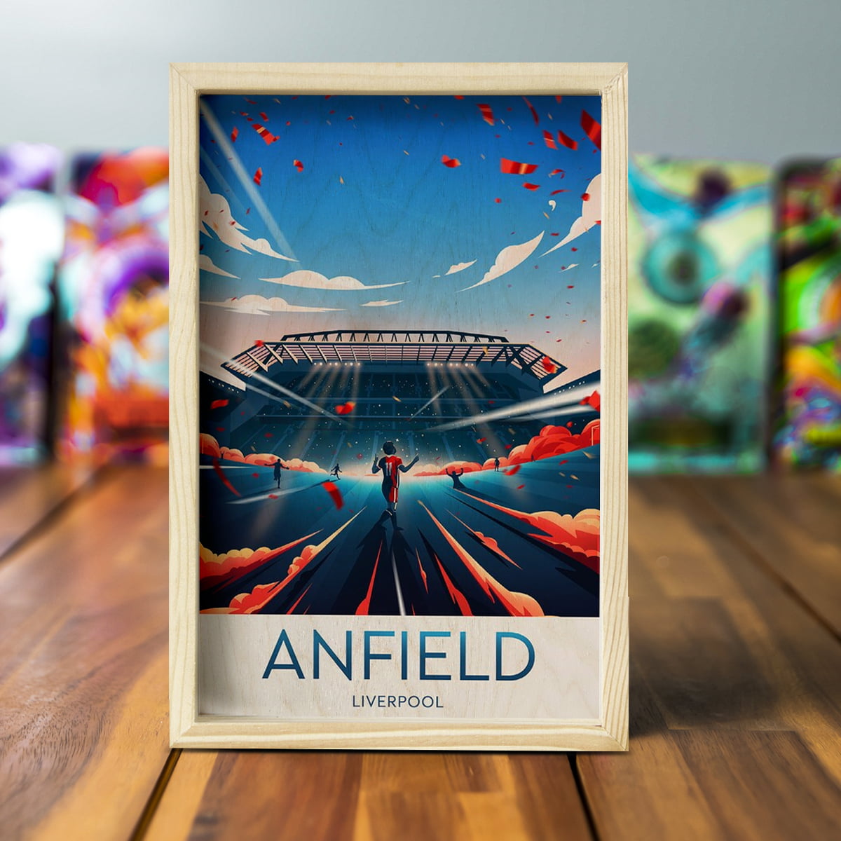 Anfield Stadium Wood Frame – 3D Liverpool Print