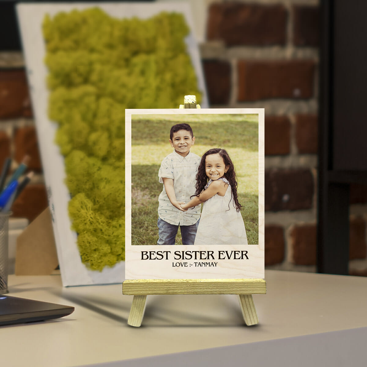 Sister Wood Print with Stand and Personalized Photo Keepsake