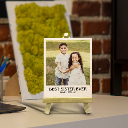 Sister Wood Print with Stand and Personalized Photo Keepsake