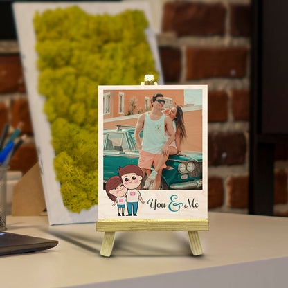 Miniature Photo with Stand in Wood and Personalized Picture