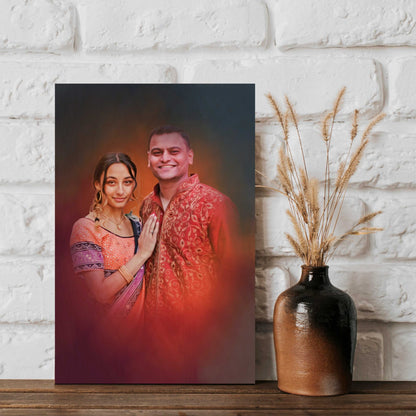 Photo to Painting Wall Art in Wood with Personalized Portrait