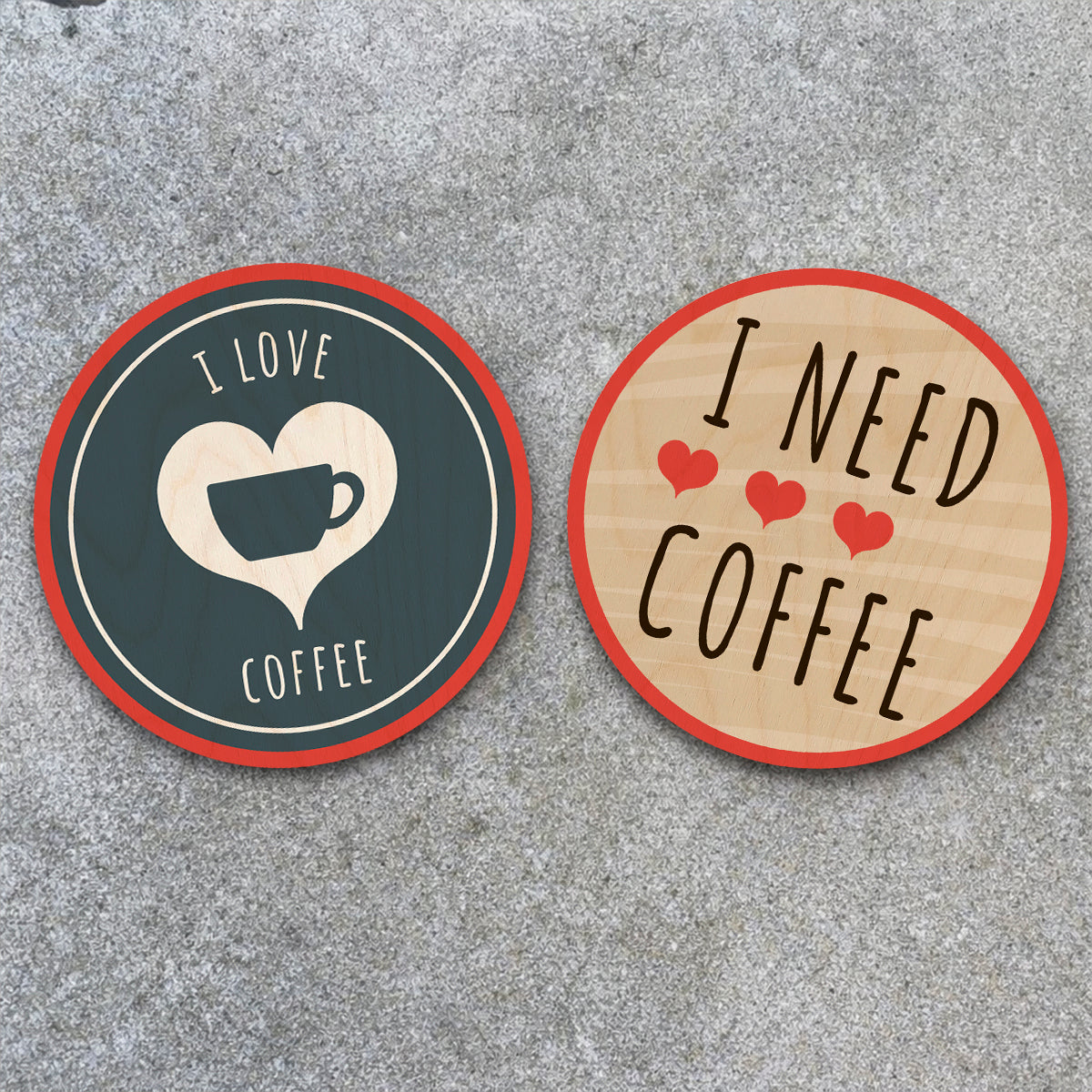 Dad Coaster Set in Wood – Text Design for Father's Day